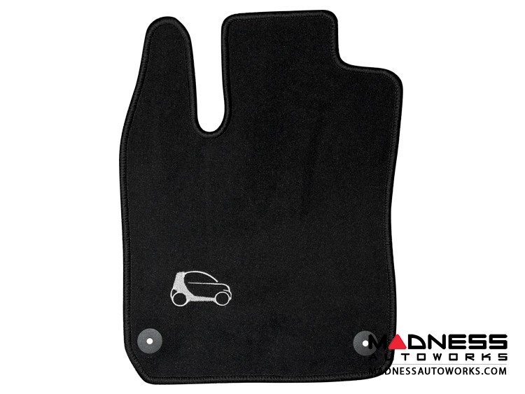 smart fortwo Custom Floor Mats 453 model LUXUS Black Binding w